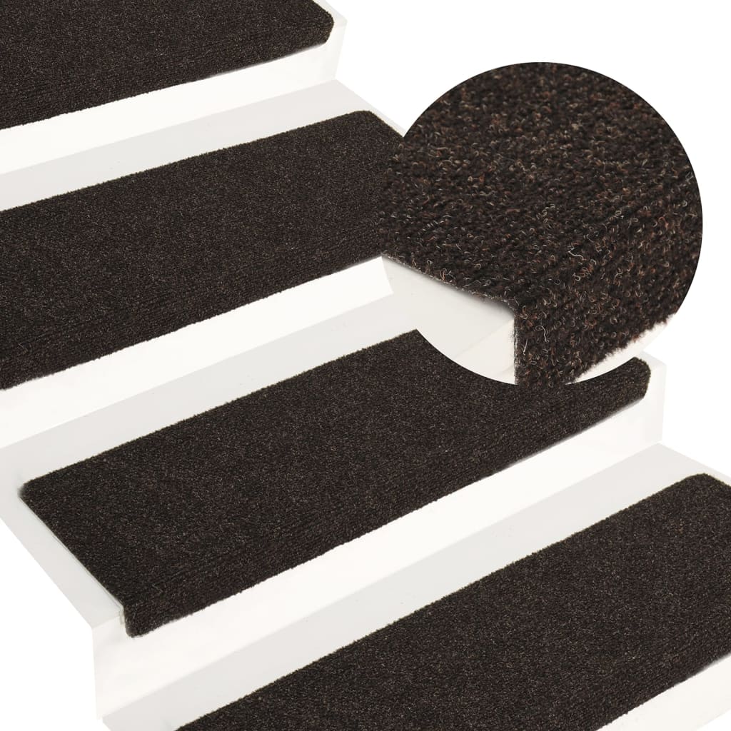 Vidaxl trapmatten zelfklevend 15 stuks 65x21x4 cm donkerbruin rechthoekige rand