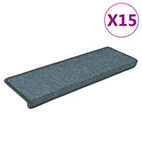 Vidaxl trapmatten 15 st 65x21x4 cm donkergroen rechthoekige rand