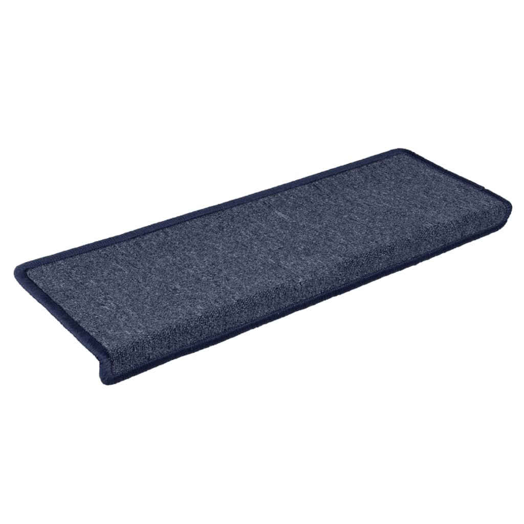 Vidaxl trapmatten 15 st 65x21x4 cm donkergrijs en blauw met rechthoekige rand