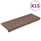 Vidaxl trapmatten 15 st 65x21x4 cm bruin rechthoekige rand