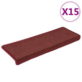 Vidaxl trapmatten 15 st 65x21x4 cm bordeaux rechthoekige rand