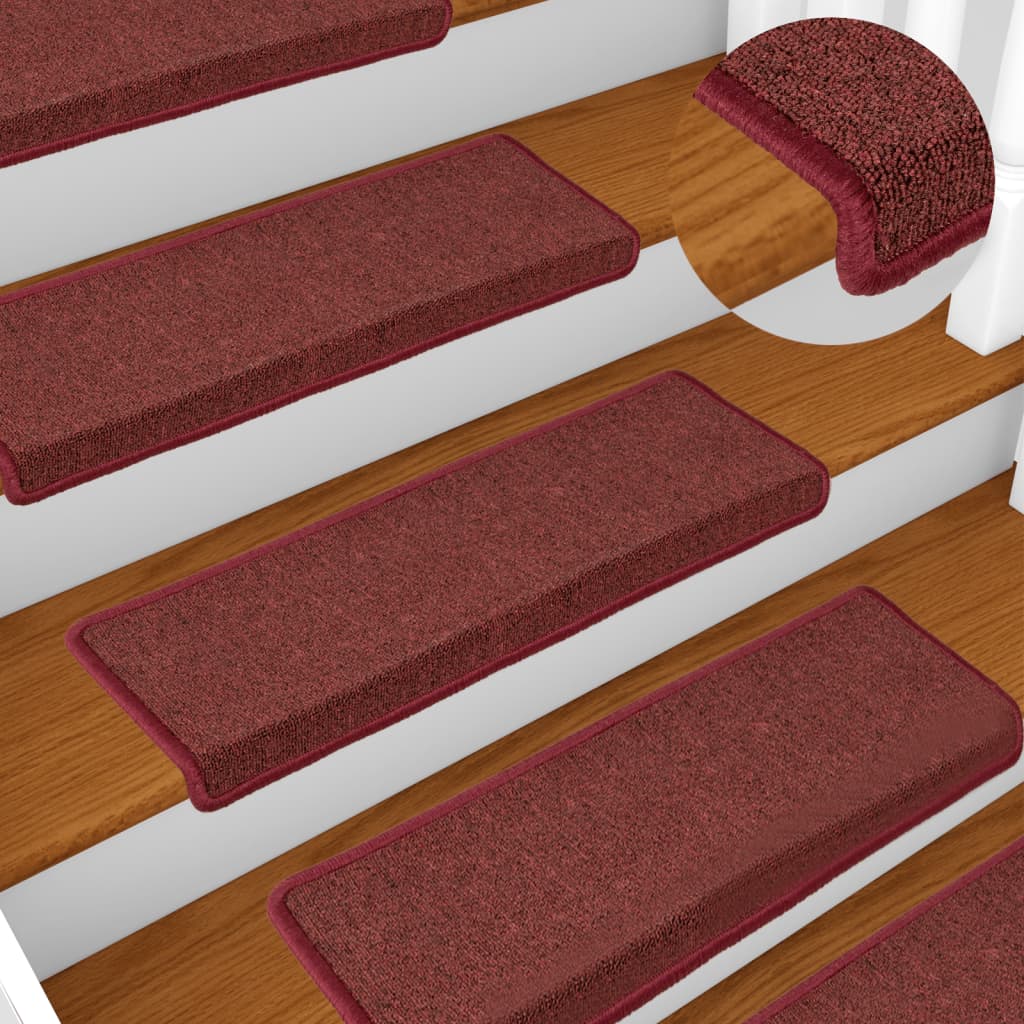 Vidaxl trapmatten 15 st 65x21x4 cm bordeaux rechthoekige rand