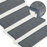 Vidaxl trapmatten 15 st 65x21x4 cm lichtgrijs en blauw met rechthoekige rand