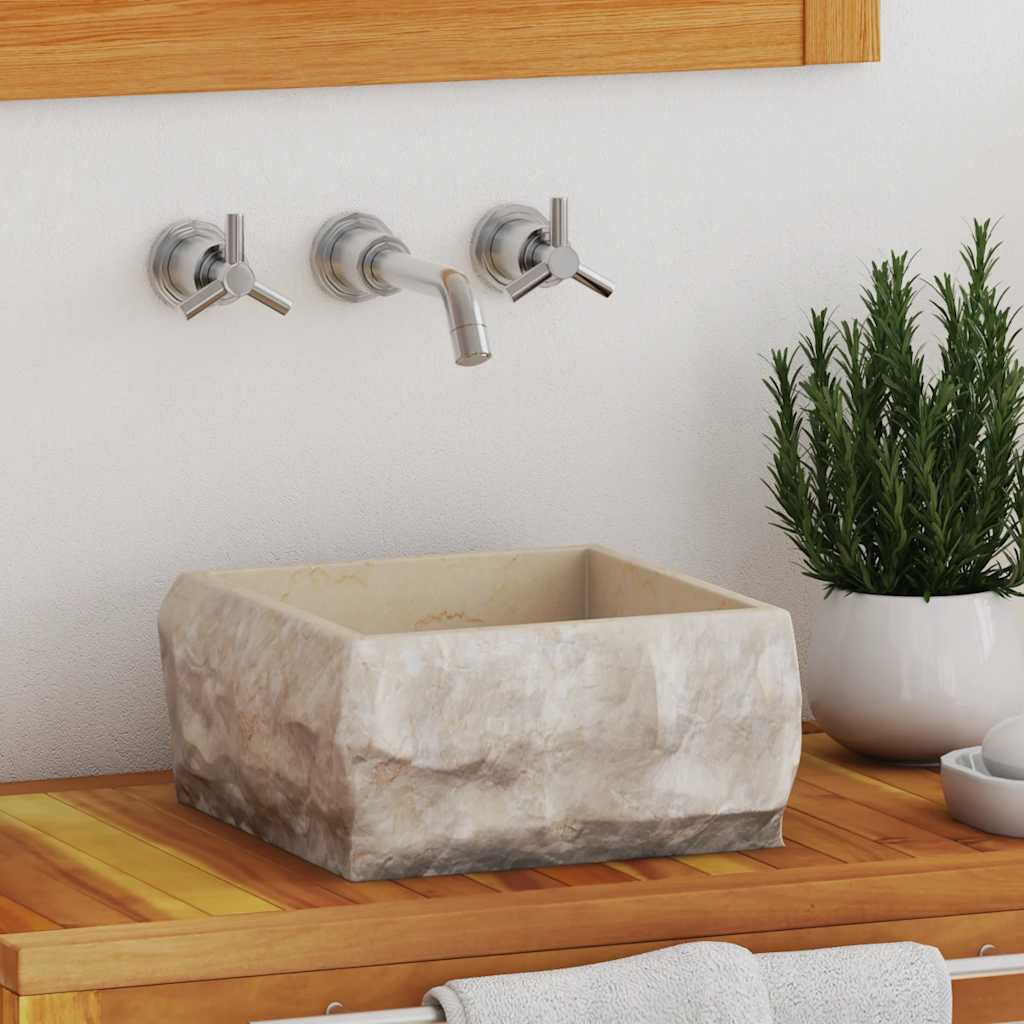 Vidaxl gootsteen 30x30x13 cm marmer crèmekleurig