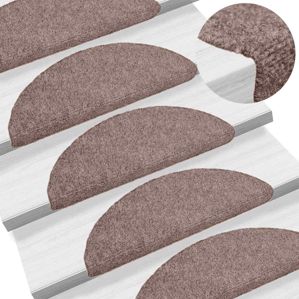 Vidaxl trapmatten zelfklevend 5 stuks 56x17x3 cm lichtbruin halfrond
