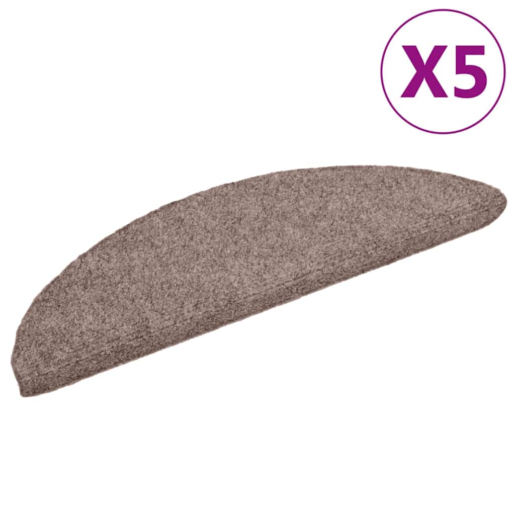 Vidaxl trapmatten zelfklevend 5 stuks 56x17x3 cm lichtbruin halfrond