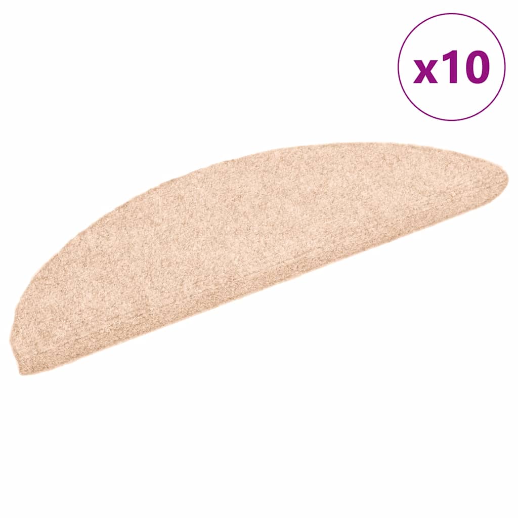 Vidaxl trapmatten zelfklevend 10 stuks 56x17x3 cm lichtbruin halfrond