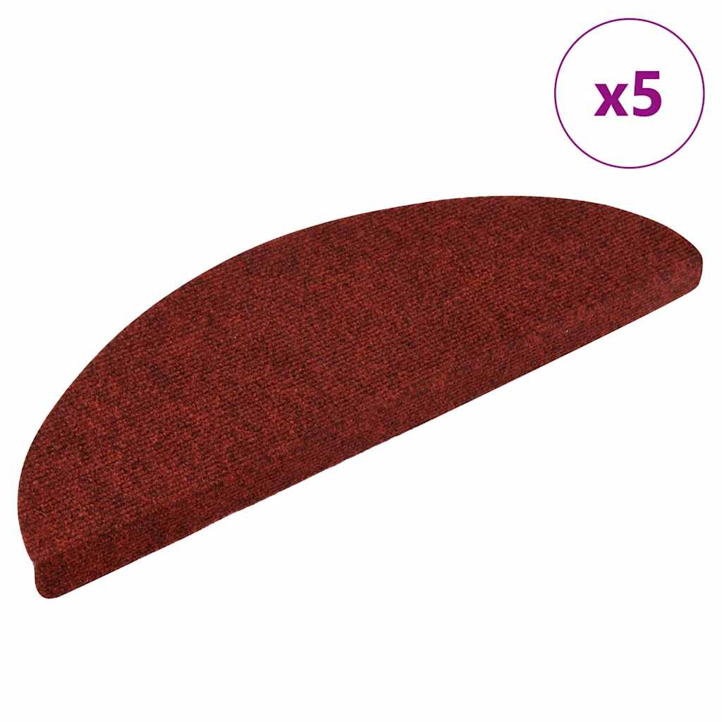Vidaxl trapmatten zelfklevend 5 stuks 56x17x3 cm bordeaux rood halfrond