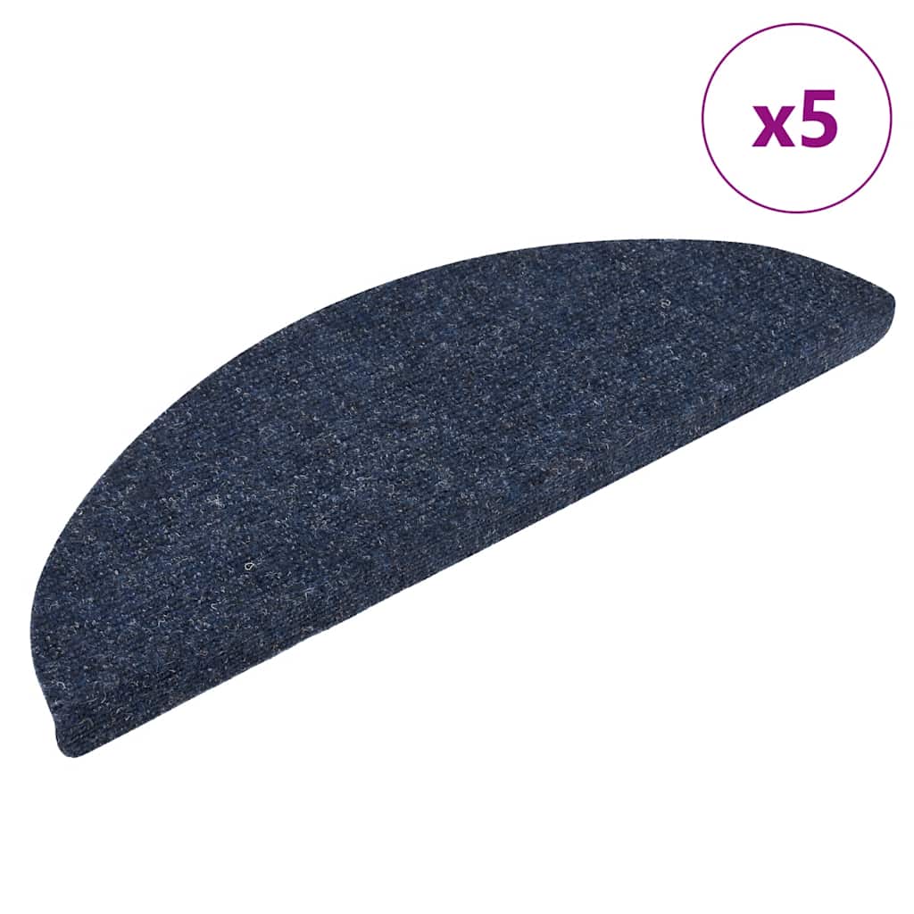 Vidaxl trapmatten zelfklevend 5 st 56x17x3 cm naaldvilt blauw