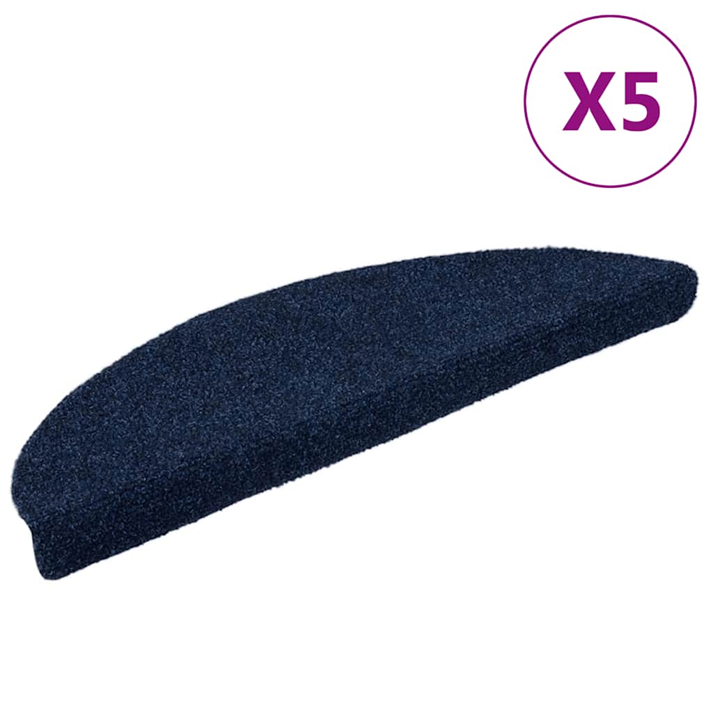 Vidaxl trapmatten zelfklevend 5 stuks 56x17x3 cm marineblauw halfrond