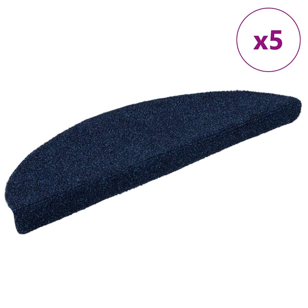Vidaxl trapmatten zelfklevend 5 st 56x17x3 cm naaldvilt marineblauw