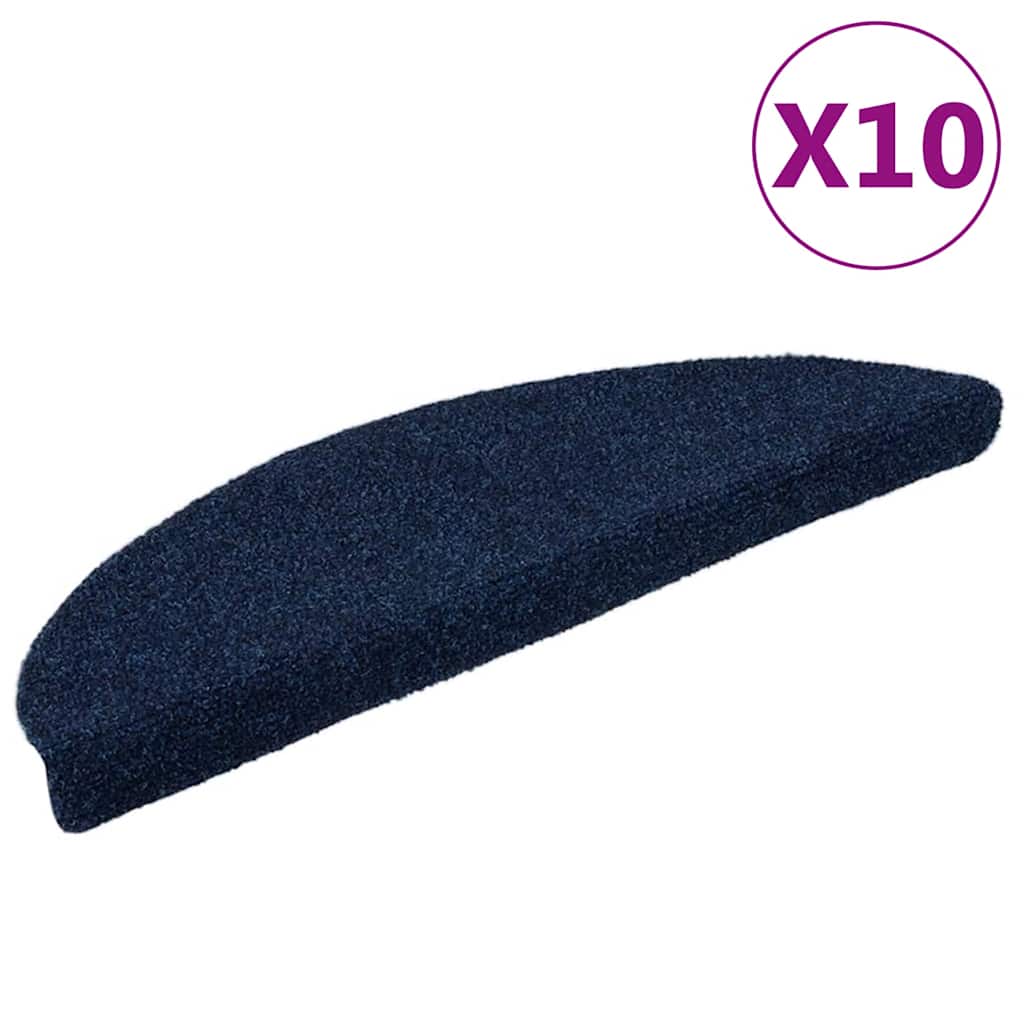 Vidaxl trapmatten zelfklevend 10 stuks 56x17x3 cm marineblauw halfrond