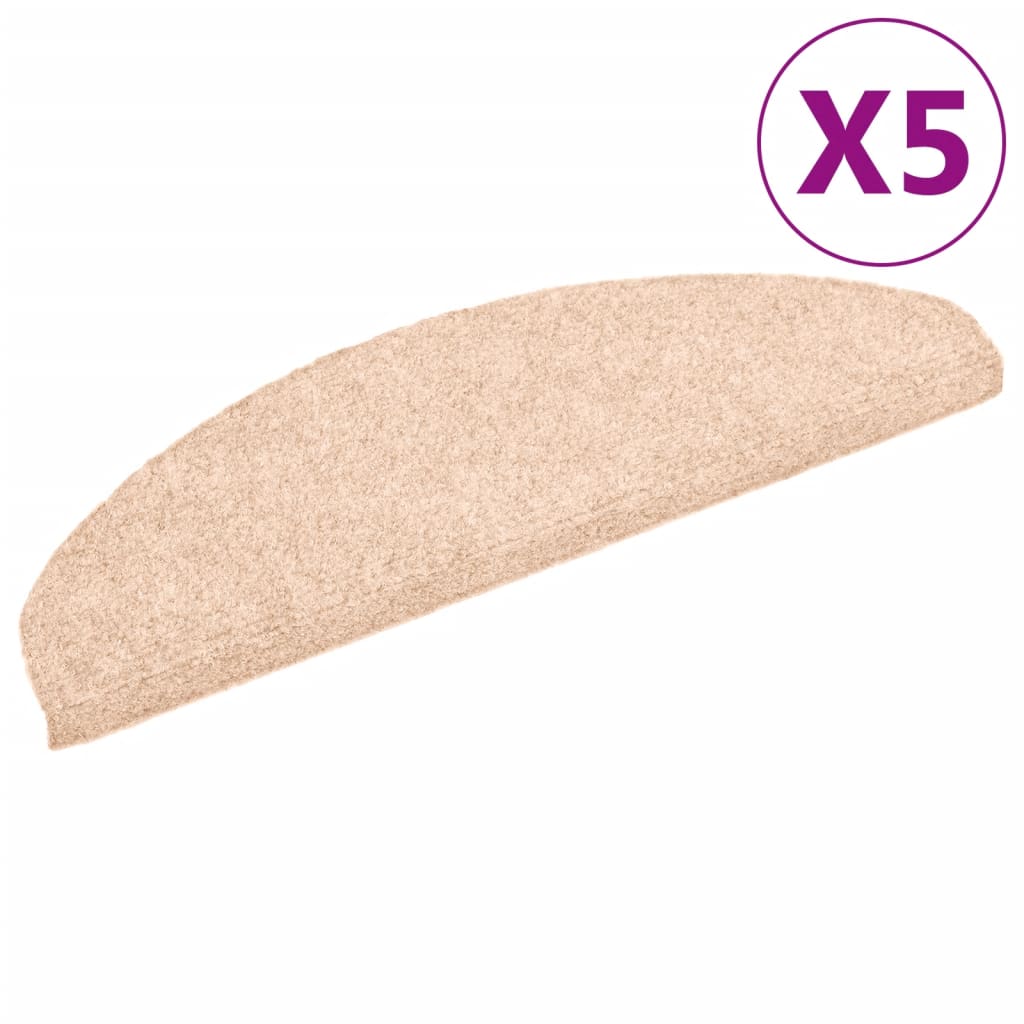 Vidaxl trapmatten zelfklevend 5 stuks 65x21x4 cm lichtbruin halfrond groot
