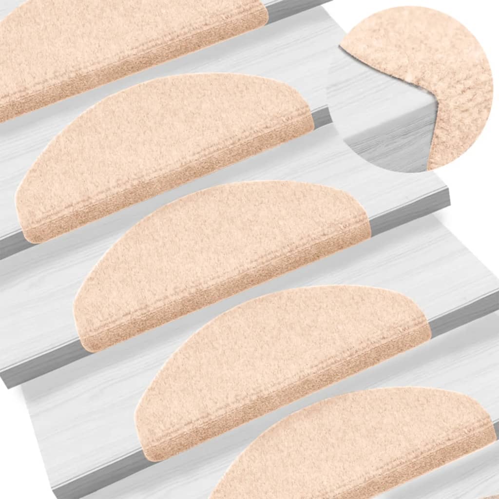 Vidaxl trapmatten zelfklevend 5 stuks 65x21x4 cm lichtbruin halfrond groot