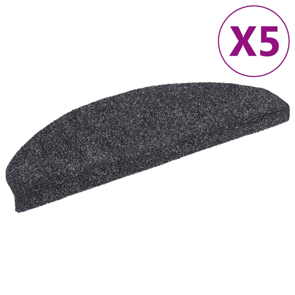 Vidaxl trapmatten zelfklevend 5 stuks 65x21x4 cm donkergrijs halfrond groot