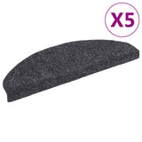 Vidaxl trapmatten zelfklevend 5 stuks 65x21x4 cm donkergrijs halfrond groot