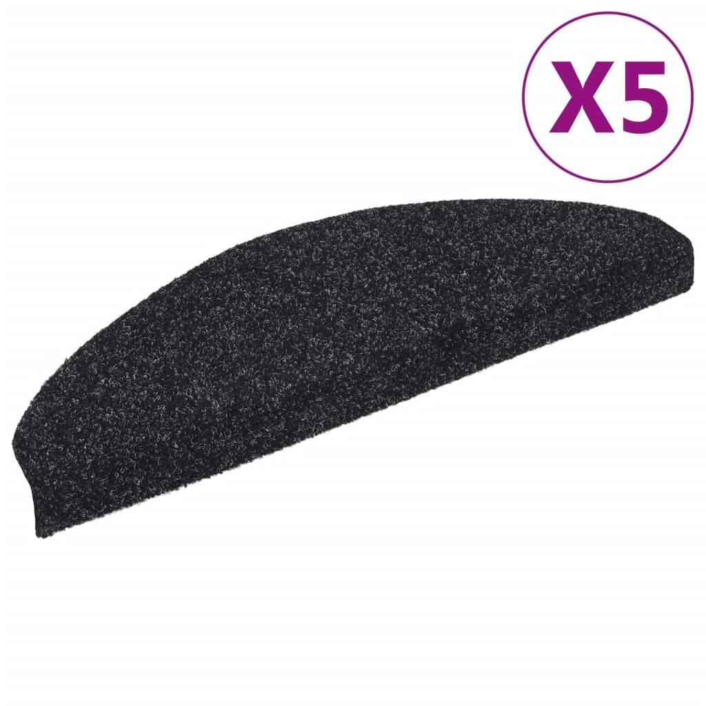 Vidaxl trapmatten zelfklevend 5 stuks 65x21x4 cm zwart halfrond groot