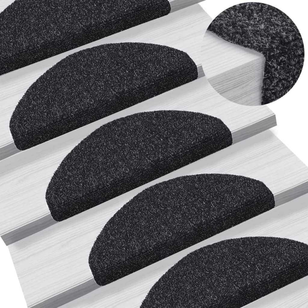 Vidaxl trapmatten zelfklevend 5 stuks 65x21x4 cm zwart halfrond groot