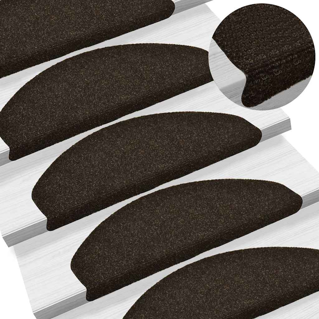 Vidaxl trapmatten zelfklevend 10 st 65x21x4 cm donkerbruin halfrond groot