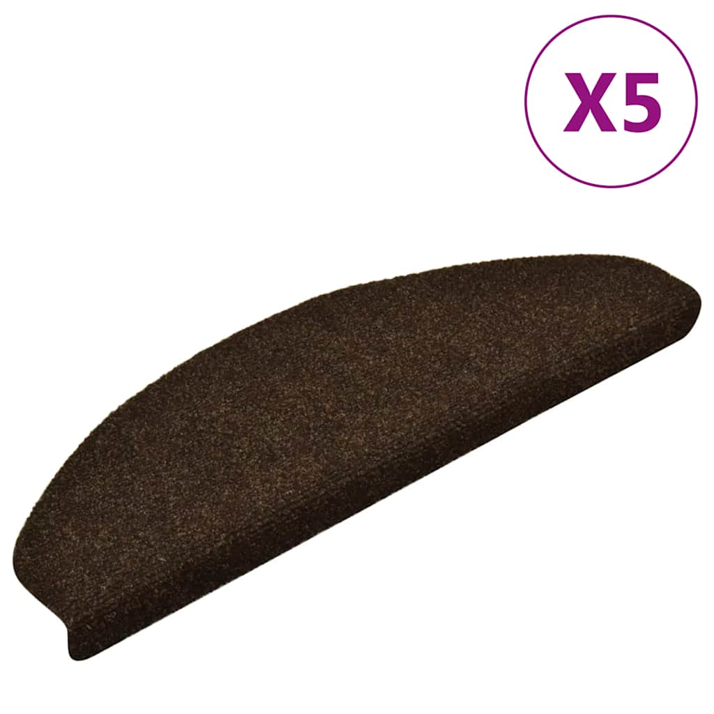 Vidaxl trapmatten zelfklevend 5 stuks 65x21x4 cm bruin halfrond groot