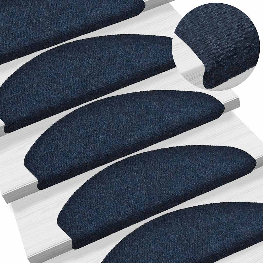 Vidaxl trapmatten zelfklevend 10 stuks 65x21x4 cm marineblauw halfrond groot