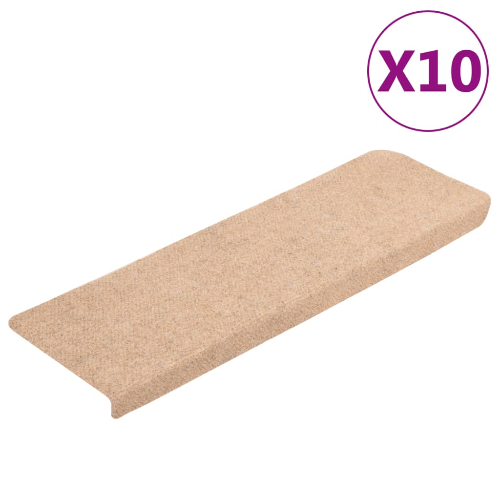 Vidaxl trapmatten zelfklevend 10 stuks 65x21x4 cm crème met rechthoekige rand