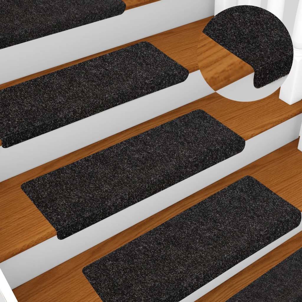 Vidaxl trapmatten zelfklevend 5 stuks 65x21x4 cm zwart rechthoekige rand