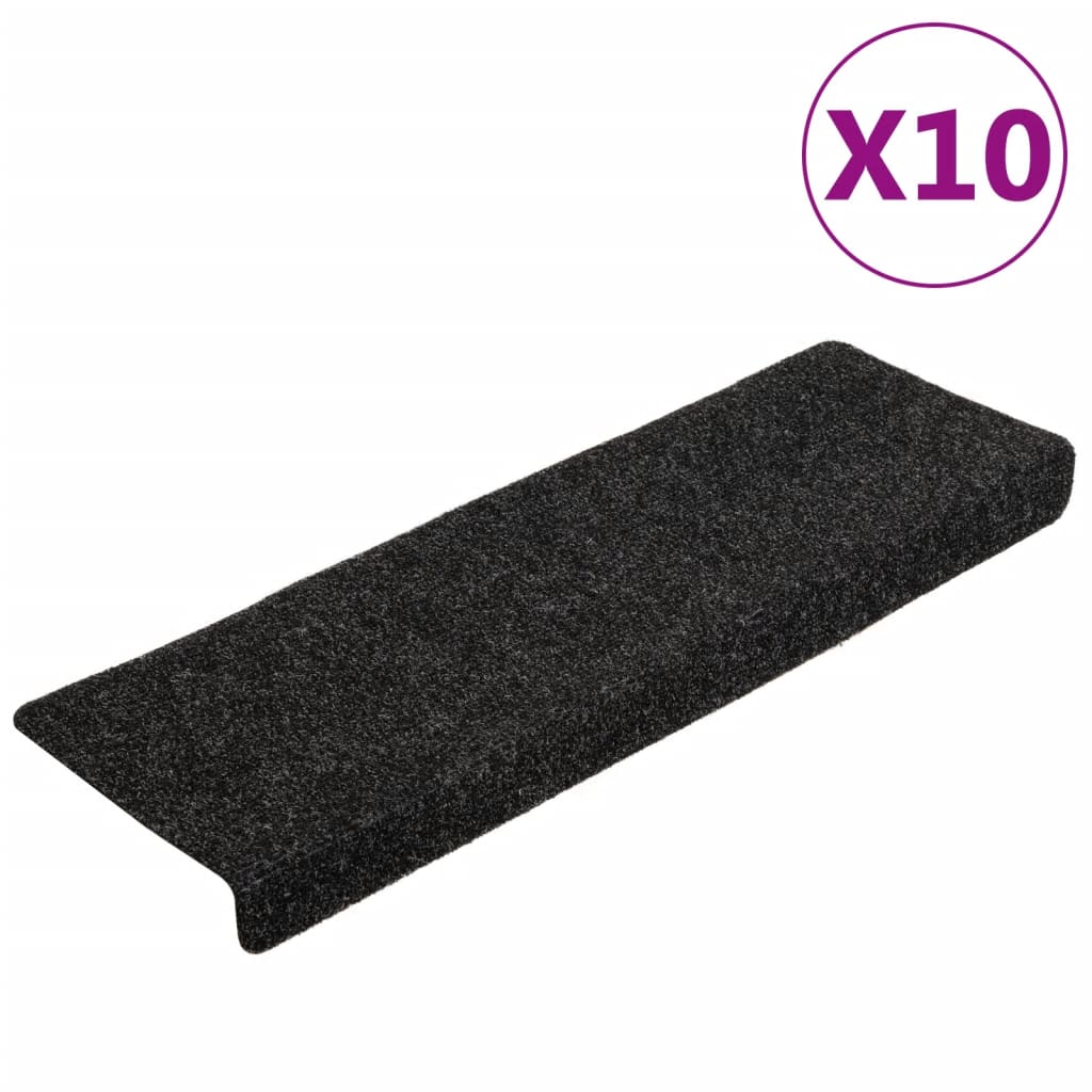 Vidaxl trapmatten zelfklevend 10 stuks 65x21x4 cm zwart rechthoekige rand
