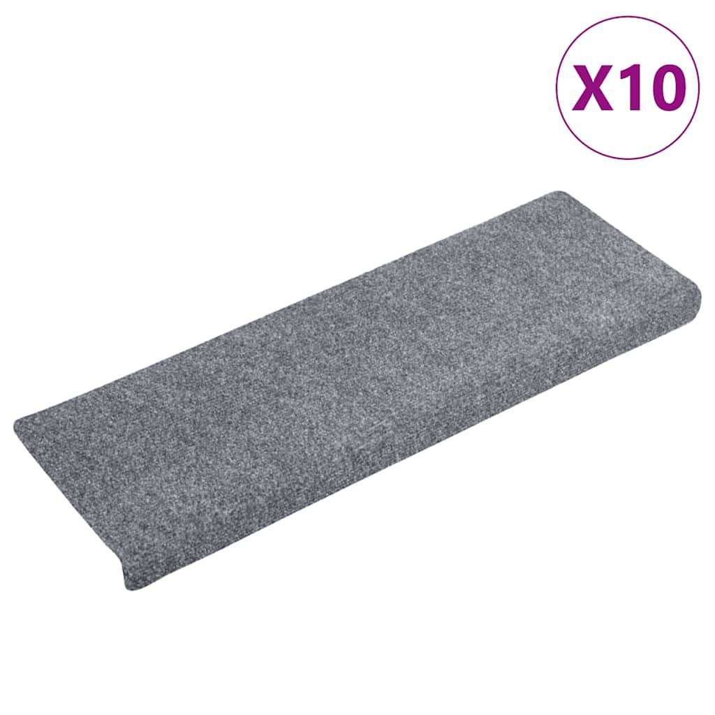 Vidaxl trapmatten zelfklevend 10 stuks 65x21x4 cm lichtgrijs met rechthoekige rand