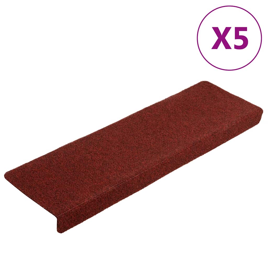Vidaxl trapmatten zelfklevend 5 stuks 65x21x4 cm bordeaux rood rechthoekige rand