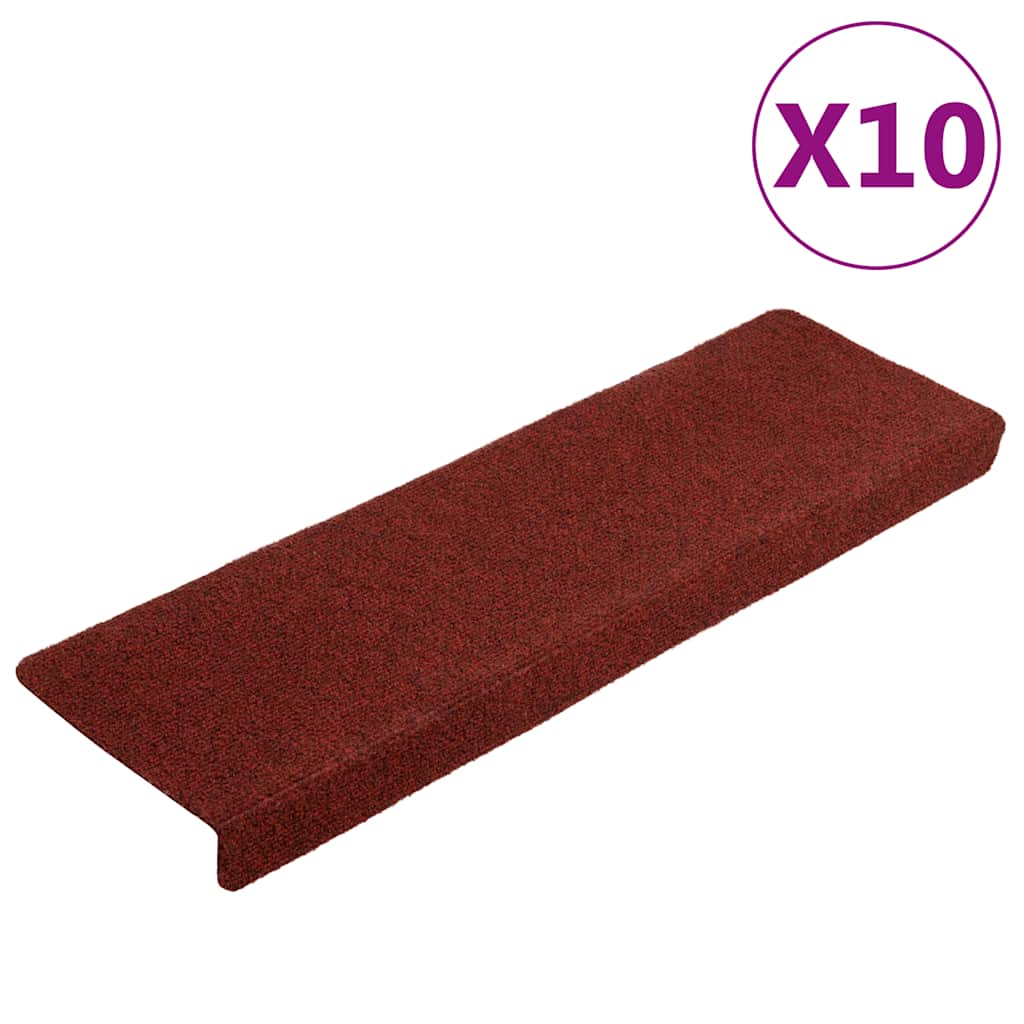 Vidaxl trapmatten zelfklevend 10 st 65x21x4 cm bordeaux rood rechthoekige rand