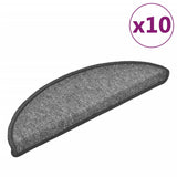 Vidaxl trapmatten 10 st 56x17x3 cm donkergrijs halfrond