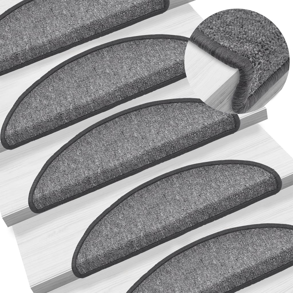 Vidaxl trapmatten 10 st 56x17x3 cm donkergrijs halfrond
