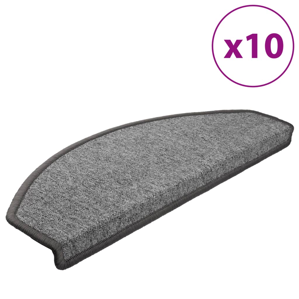 Vidaxl trapmatten 10 st 65x24x4 cm donkergrijs halfrond groot