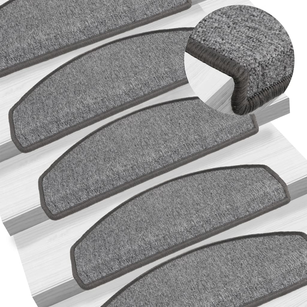 Vidaxl trapmatten 10 st 65x24x4 cm donkergrijs halfrond groot