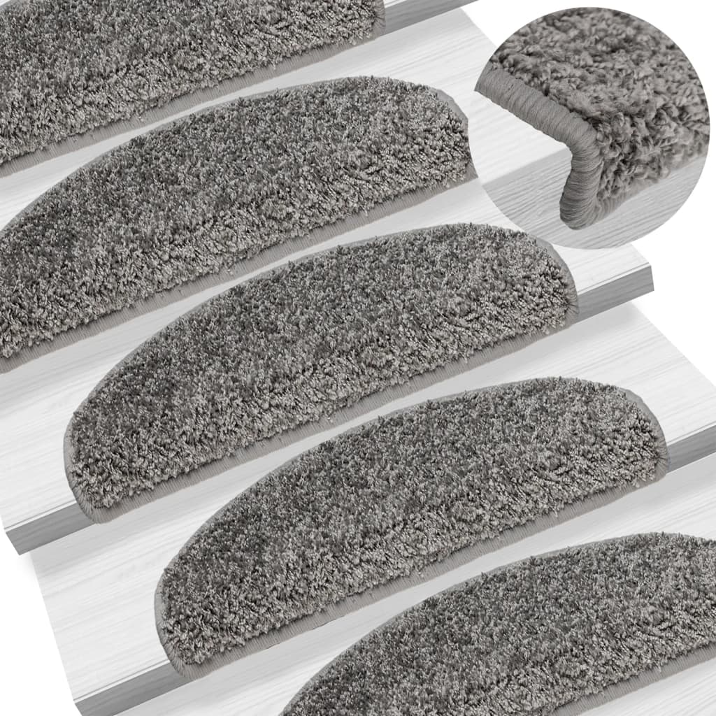 Vidaxl trapmatten 10 st 65x21x4 cm grijs halfrond groot