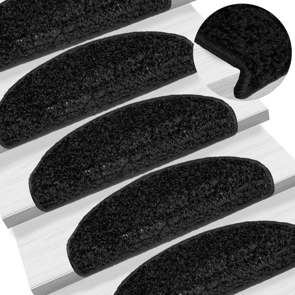 Vidaxl trapmatten 10 st 65x21x4 cm zwart halfrond groot