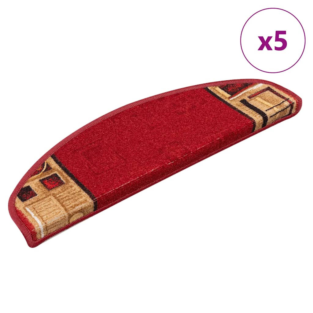 Vidaxl trapmatten zelfklevend 5 st 65x21x4 cm rood