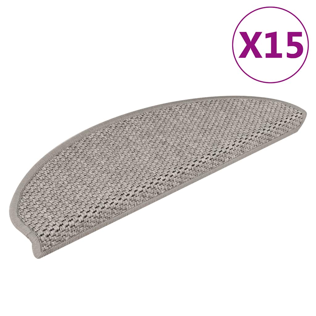 Vidaxl trapmatten zelfklevend 15 st sisal-look 65x21x4cm zilverkleurig