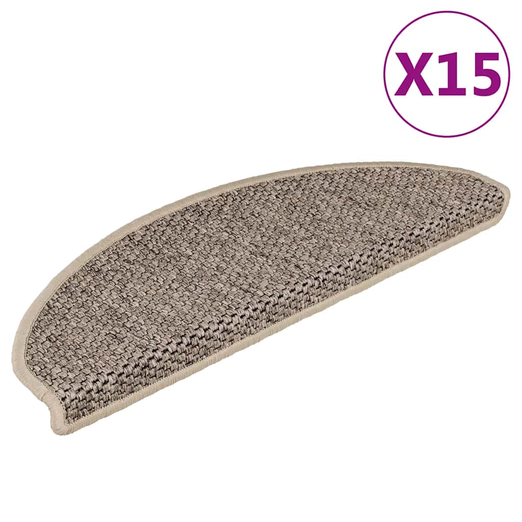 Vidaxl trapmatten zelfklevend 15 st sisal-look 65x21x4 cm donkerbeige