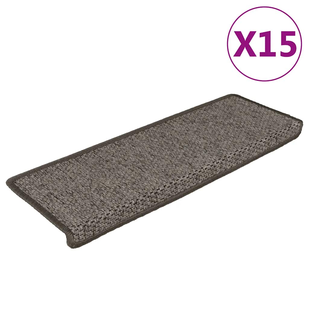 Vidaxl trapmatten zelfklevend 15st sisal-look 65x21x4cm grijs en beige