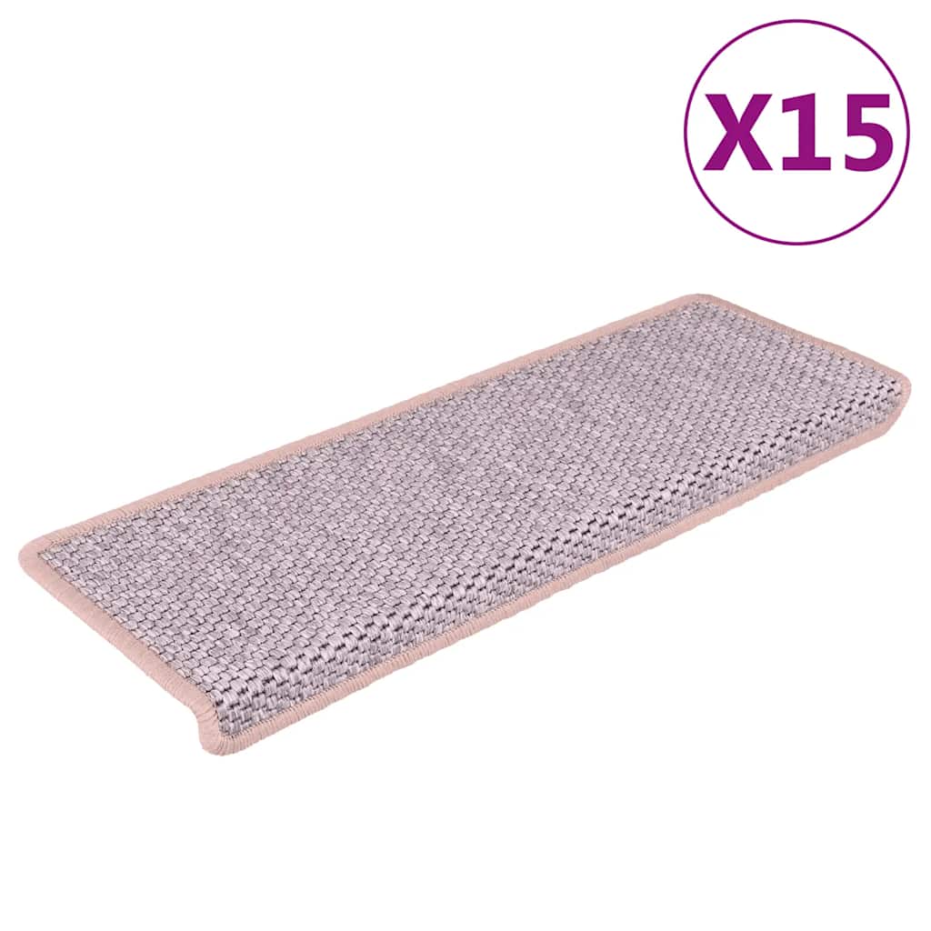 Vidaxl trapmatten zelfklevend 15 st sisal-look 65x21x4 cm roze