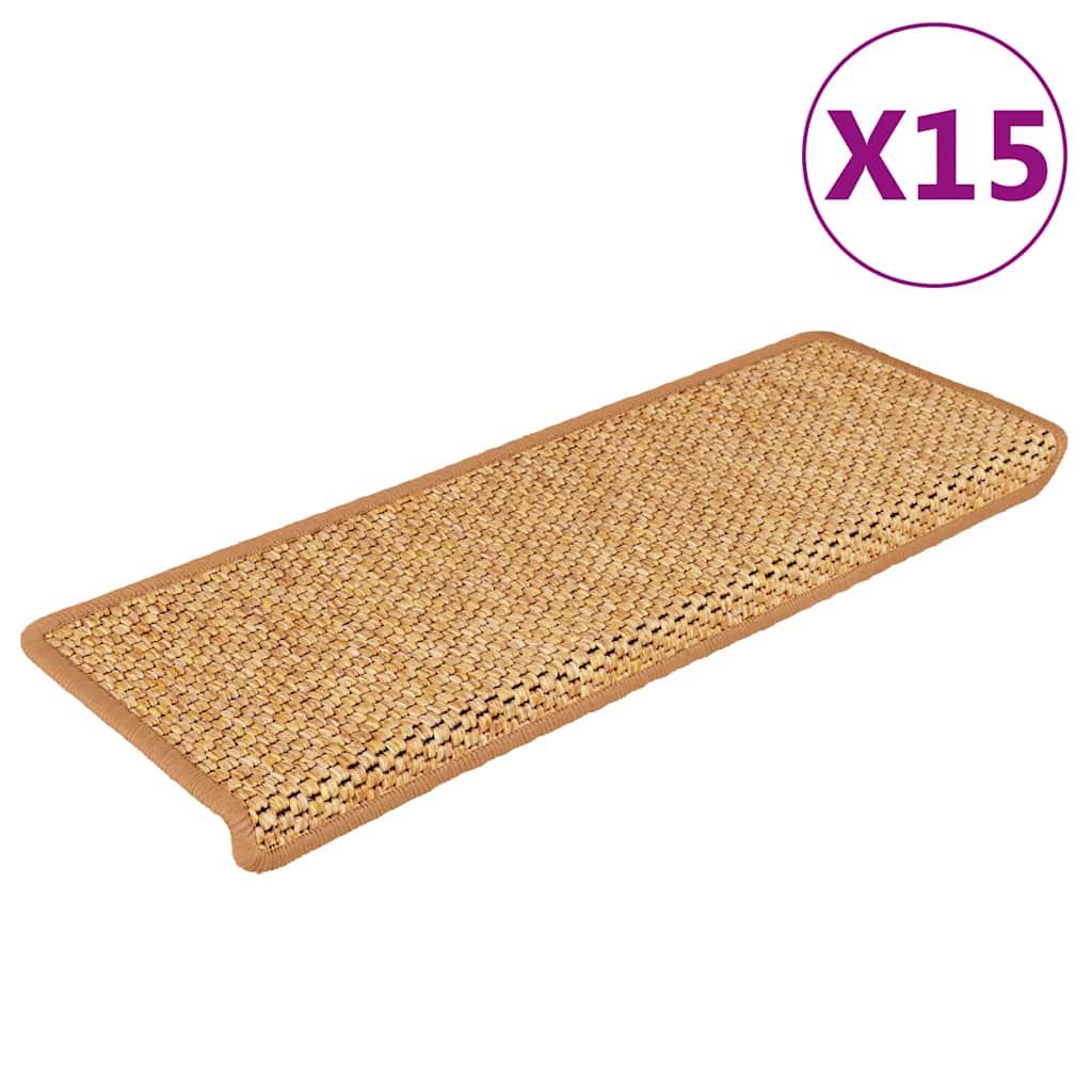 Vidaxl trapmatten zelfklevend 15 st sisal-look 65x21x4 cm oranje