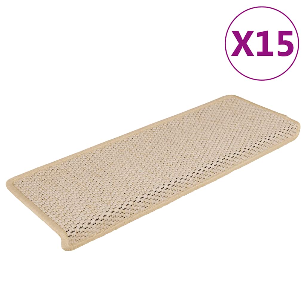 Vidaxl trapmatten zelfklevend 15 st sisal-look 65x21x4 cm berber