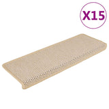 Vidaxl trapmatten zelfklevend 15 st sisal-look 65x21x4 cm berber