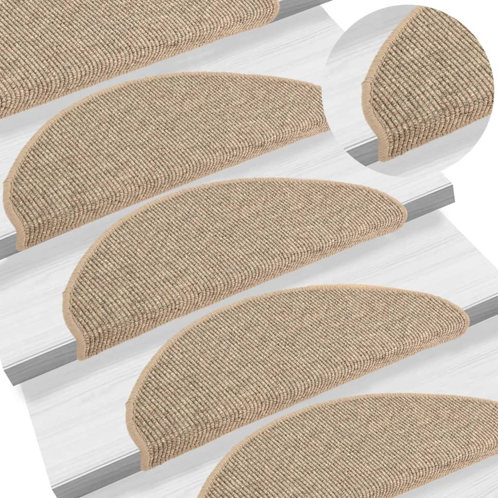 Vidaxl trapmatten 15 st 65x21x4 cm donkerbeige halfrond groot