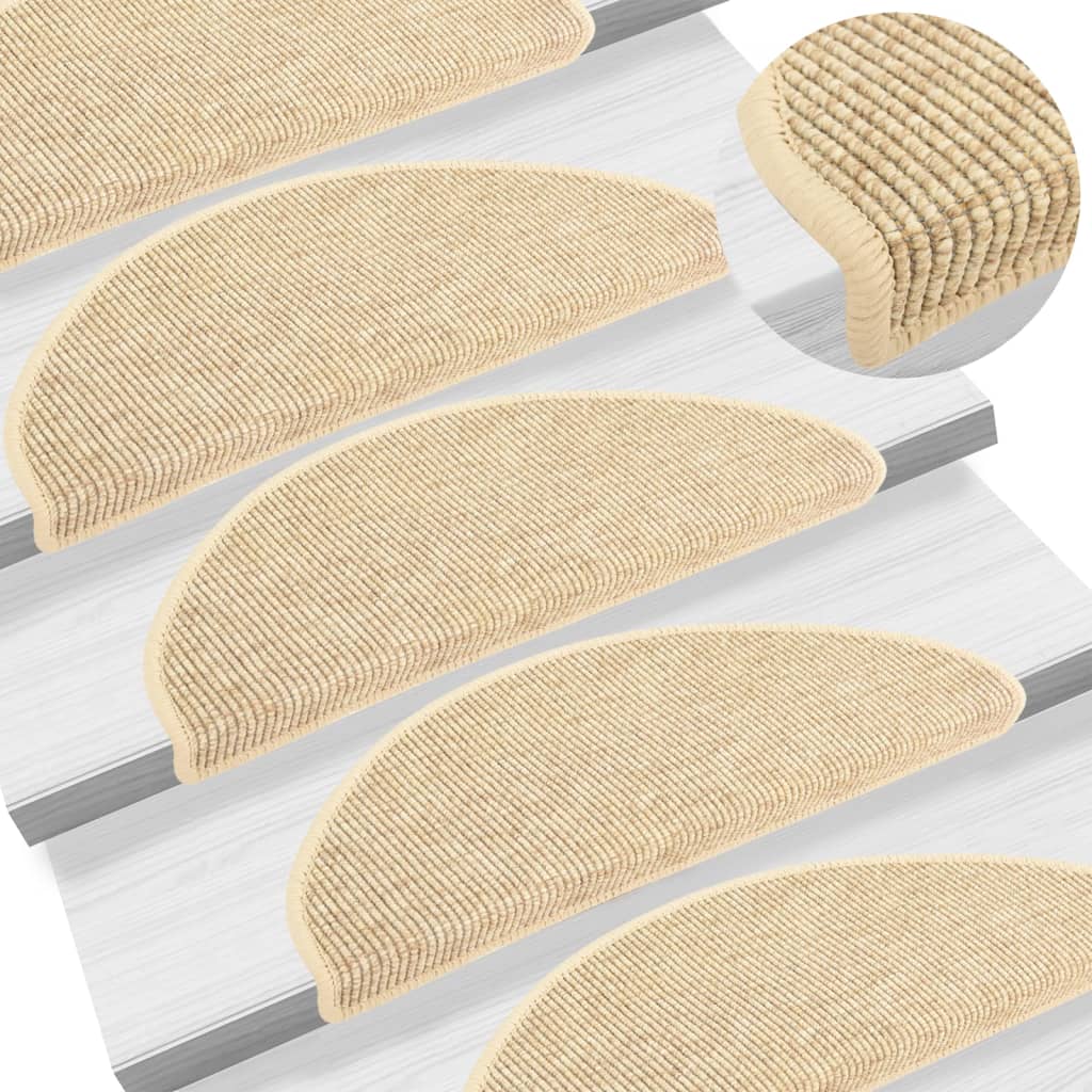 Vidaxl trapmatten 15 st 65x21x4 cm lichtbeige halfrond groot