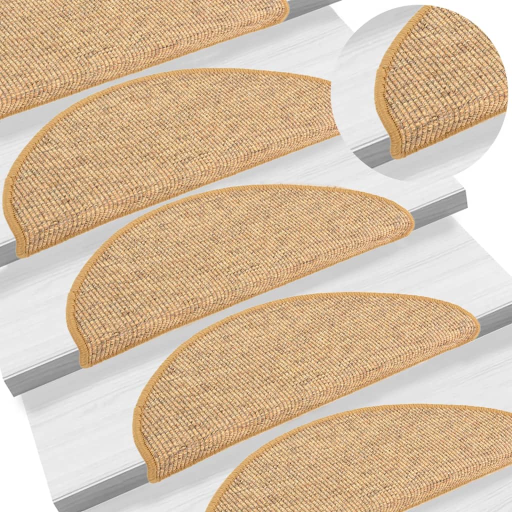 Vidaxl trapmatten 15 st 65x21x4 cm sisal halfrond groot