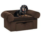 Vidaxl hondenbank met lade 75x50x38 cm pluche bruin