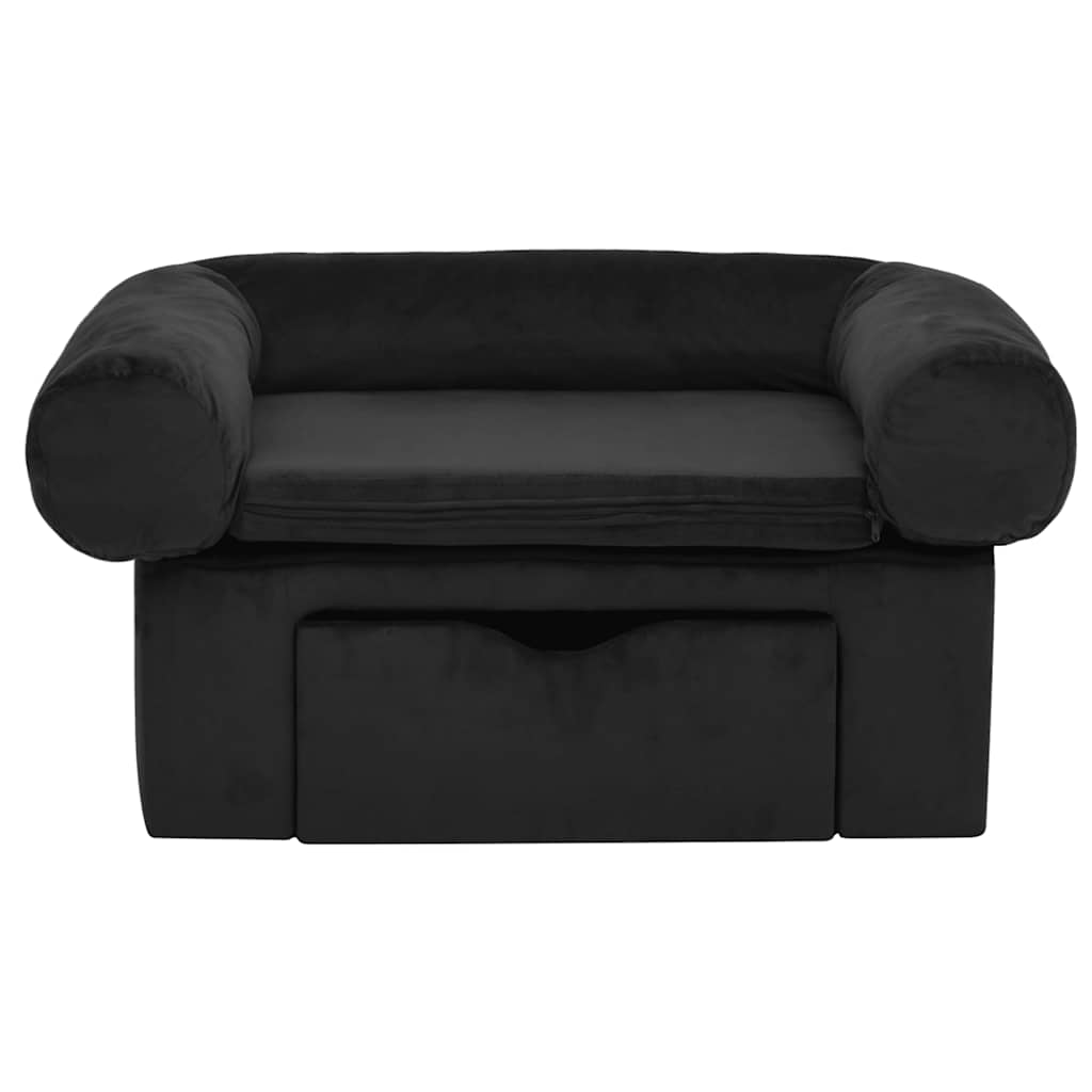 Vidaxl hondenbank met lade 75x50x38 cm pluche zwart